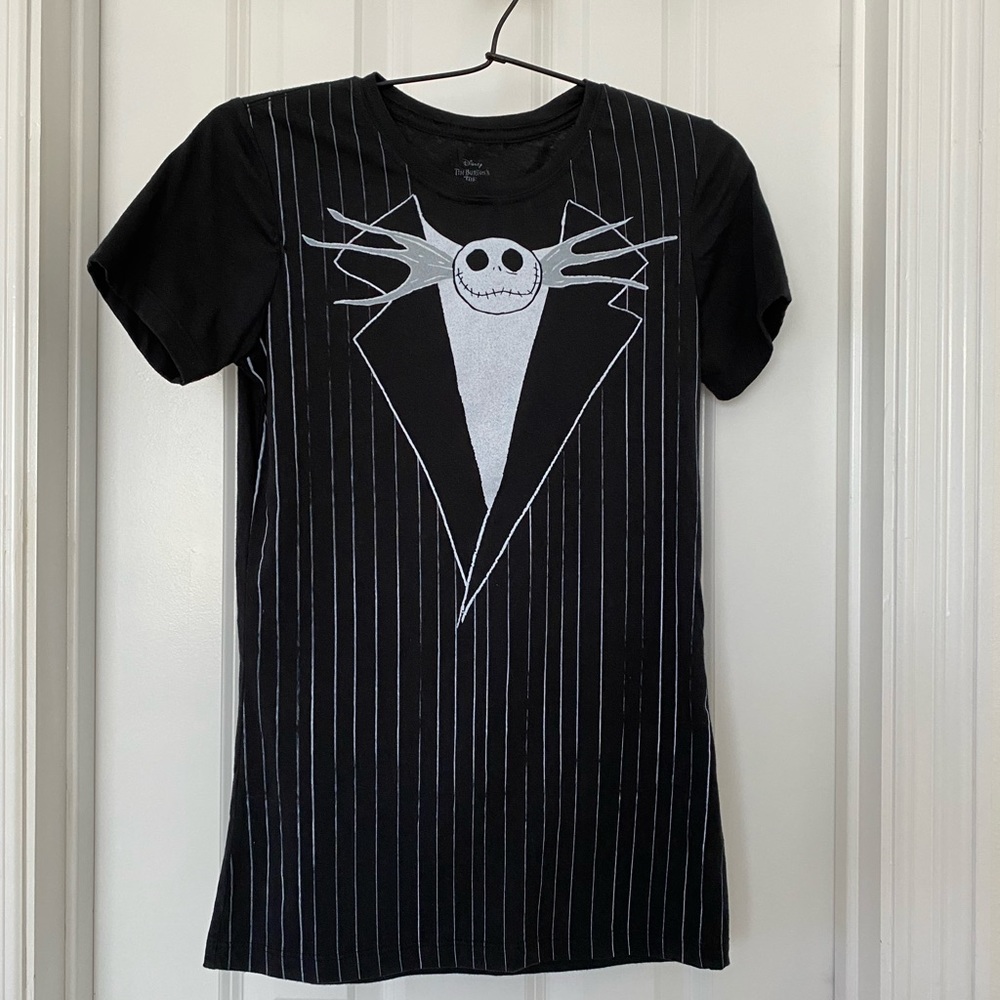 Disney Jack Skellington Tim Burtons Nightmare Before Christmas Blk White T-Shirt - Picture 1 of 7